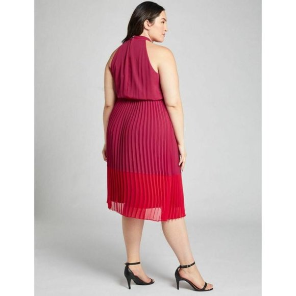 Lane Bryant Pleated Colorblock Fit & Flare Dress 18 - Picture 3 of 3